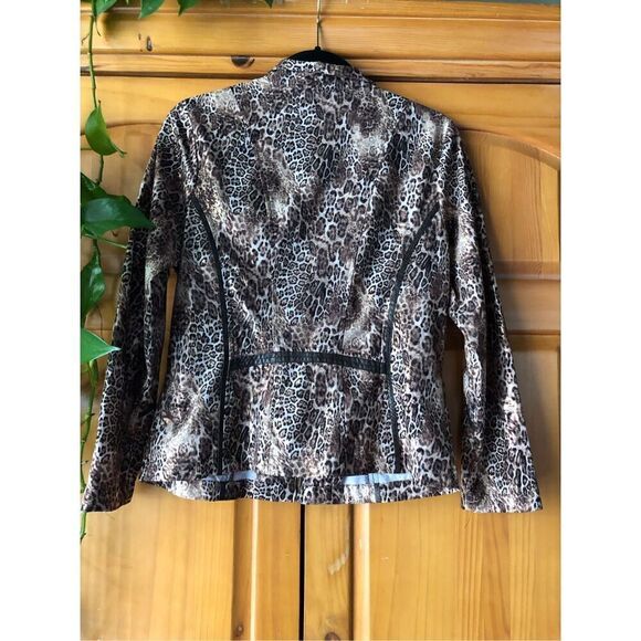Zenergy By Chico’s Animal Print jacket zip SZ 0 - Picture 4 of 11